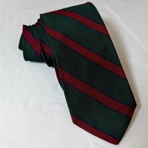 Brooks Brothers Vintage Silk Woven in England Green and Red Striped Tie